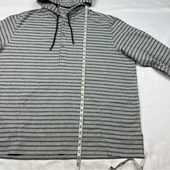Madda Fella Mens Castaway Beach Hoodie 2XL Striped Henley Grey EUC C1 - Picture 7 of 7